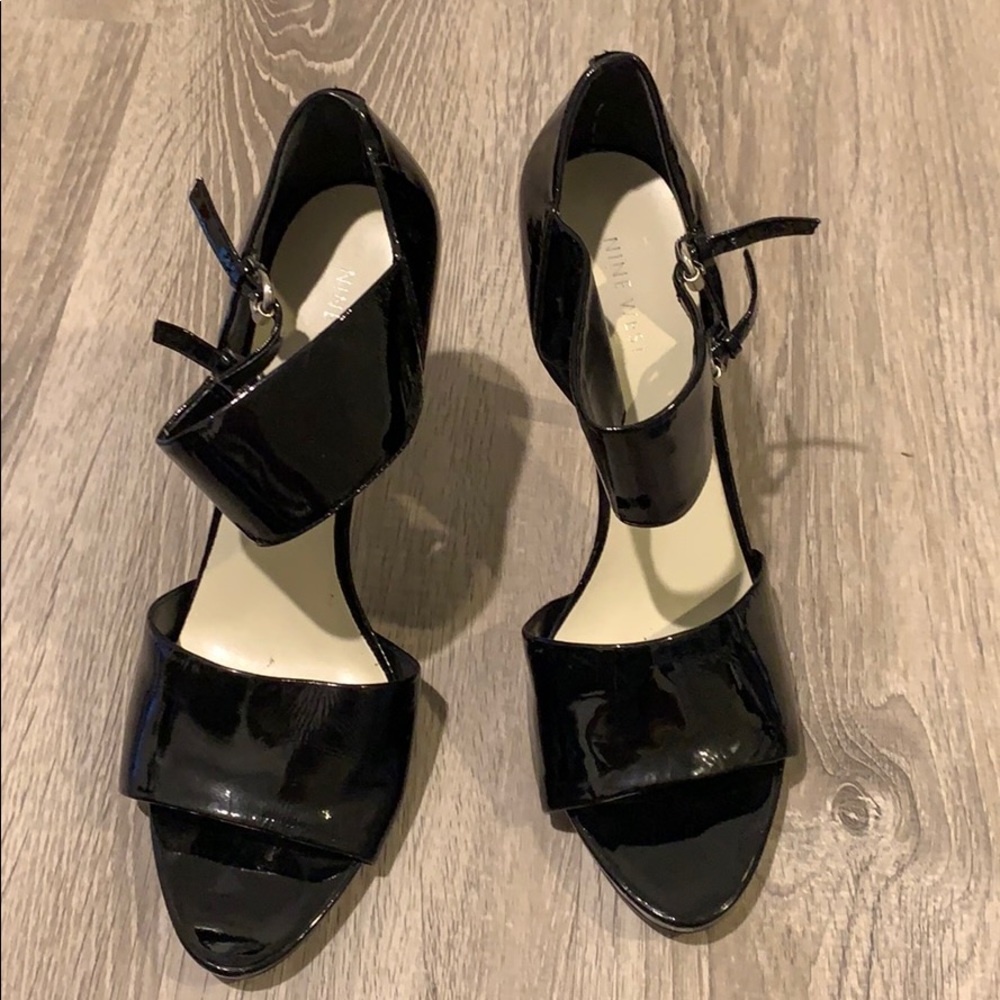 Nine west black leather heels